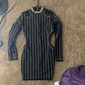 Silver studded cut out dress